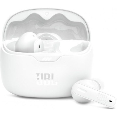 Навушники бездротові JBL Tune Beam, White, Bluetooth, мікрофон, акумулятор 70 mAh, чохол з функцією зарядки, технологія "JBL Pure Bass Sound" (JBLTBEAMWHT)