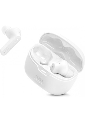 Навушники бездротові JBL Tune Beam, White, Bluetooth, мікрофон, акумулятор 70 mAh, чохол з функцією зарядки, технологія "JBL Pure Bass Sound" (JBLTBEAMWHT)