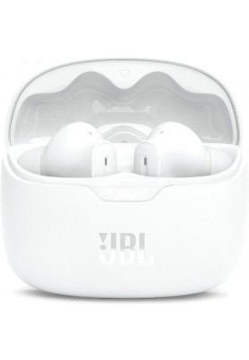 Навушники бездротові JBL Tune Beam, White, Bluetooth, мікрофон, акумулятор 70 mAh, чохол з функцією зарядки, технологія "JBL Pure Bass Sound" (JBLTBEAMWHT)