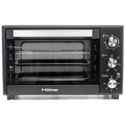 Електродуховка Holmer HEO-242C, Black, 1700w, 42л, конвекція, в комплекті деко з антипригарним покриттям та решітка гриль, індикатор роботи, таймер, 100°С-250°С, фіксація відкритого положення дверцят