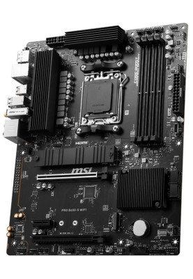 Материнська плата AM5 MSI PRO B650-S WIFI, B650, 4xDDR5, Int.Video (CPU), 4xSATA3, 2xM.2, 2xPCI-E 4.0 16x, 1xPCI-E 3.0 1x, ALC897, 8125BG, WiFi 6E, Bluetooth 5.3, 10xUSB3.2/4xUSB2.0, HDMI/DP, ATX