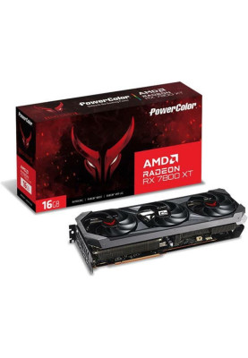 Відеокарта Radeon RX 7800 XT, PowerColor, RedDevil, 16Gb GDDR6, 256-bit, 1xHDMI/3xDP, 2565/19500 MHz, 2x8-pin (RX 7800 XT 16G-E/OC)