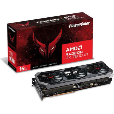 Відеокарта Radeon RX 7800 XT, PowerColor, RedDevil, 16Gb GDDR6, 256-bit, 1xHDMI/3xDP, 2565/19500 MHz, 2x8-pin (RX 7800 XT 16G-E/OC)