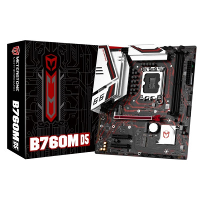 Мат.плата LGA1700, Maxsun Meterstone B760M D5P, B760, 2xDDR5, Int.Video(CPU), 4xSATA3, 1xPCI-E 16x 5.0, 2xPCI-E 4x 3.0, 2xM.2 4.0, 1*M.2 (WiFi), RTL8125BG, 4xUSB3.2/2xUSB2.0, VGA/DP/2xHDMI, ARGB, MicroATX (MS-Meterstone B760M D5P)