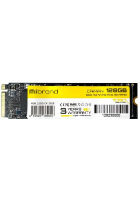 Твердотільний накопичувач M.2 128Gb, Mibrand Caiman, PCI-E 3.0 x4, 3D TLC, 1600/1400 MB/s (MIM.2SSD/CA128GB)