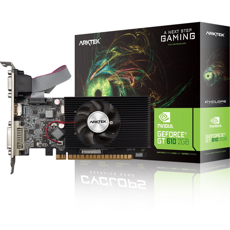 Відеокарта GeForce GT610, Arktek, 2Gb GDDR3, 64-bit, VGA/DVI/HDMI, 810/1333 MHz (AKN610D3S2GL1)