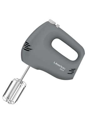 Міксер Liberton LHM-2809, Grey, 300W, ручний, 5 швидкостей, вінчики, гаки для замісу тіста, корпус з ABS пластику