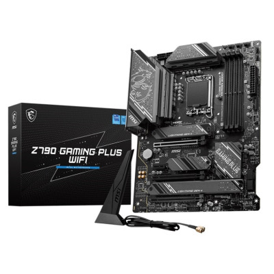 Материнська плата LGA1700, MSI Z790 GAMING PLUS WIFI, Z790, 4xDDR5, Int.Video(CPU), 6xSATA3, 4xM.2, 1xPCI-E 5.0 x16, 1xPCI-E 4.0 x16, 1xPCI-E 3.0 x16, 1xPCI-E 3.0 x1, ALC897, I225V, WiFi 6E, Bluetooth 5.3, 9xUSB3.2/8xUSB2.0, HDMI/DP, ATX