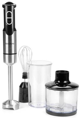 Блендер Eisen EBSS-311SS, Black, 1200W, занурювальний, 2 швидкості з ступінчатим регулюванням, чаша для подрібнення 500мл, мірна склянка з кришкою 600мл, вінчик, насадка блендера