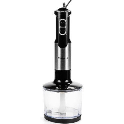 Блендер Eisen EBSS-311SS, Black, 1200W, занурювальний, 2 швидкості з ступінчатим регулюванням, чаша для подрібнення 500мл, мірна склянка з кришкою 600мл, вінчик, насадка блендера