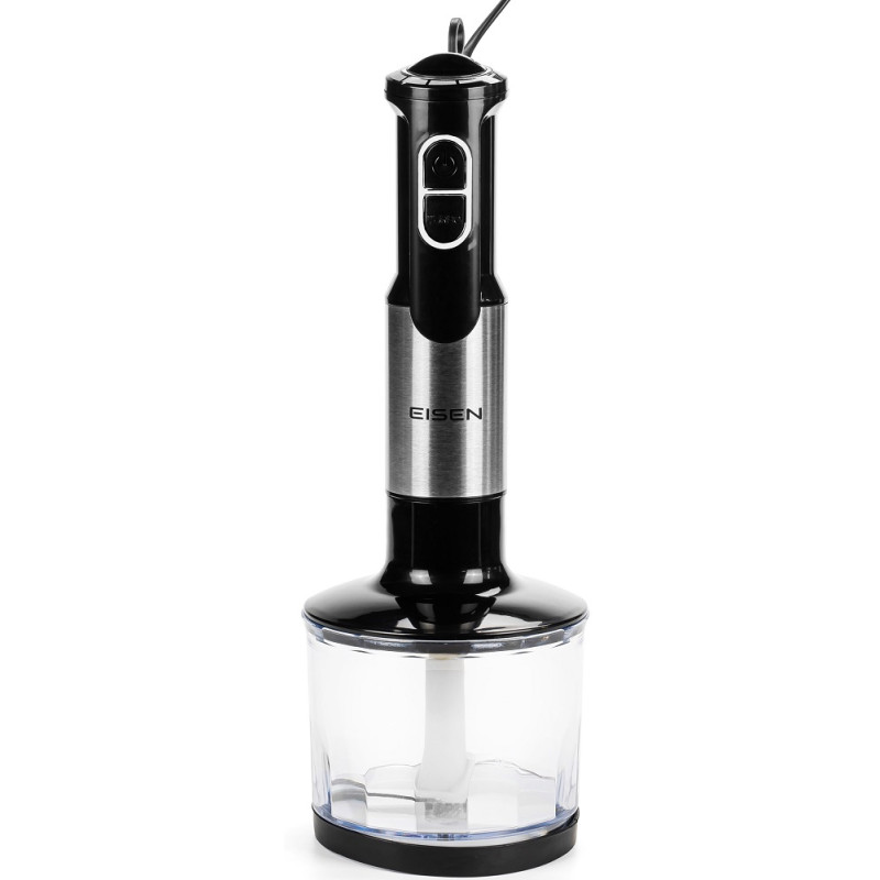 Блендер Eisen EBSS-311SS, Black, 1200W, занурювальний, 2 швидкості з ступінчатим регулюванням, чаша для подрібнення 500мл, мірна склянка з кришкою 600мл, вінчик, насадка блендера