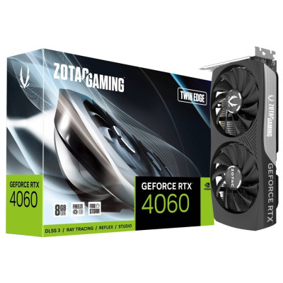 Відеокарта GeForce RTX 4060, Zotac, Twin Edge, 8Gb GDDR6, 128-bit, HDMI/3xDP, 2460/17000 MHz, 8-pin (ZT-D40600E-10M)