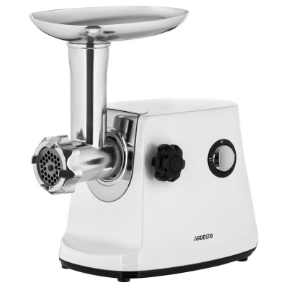 М'ясорубка Ardesto MGA-1750R, White/Inox, 1700Вт, 3 диски, насадка для домашніх ковбас, для терки та шинкування, продуктивність 1.6 кг/хв, реверс