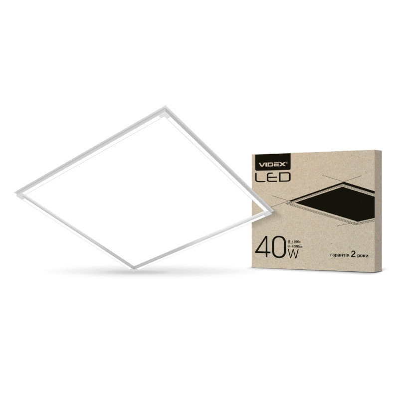 LED панель Videx, 40 Вт, 4100K, 4000 Лм, 220V, 120°, 587x587x13.5 мм (VL-PA404W)