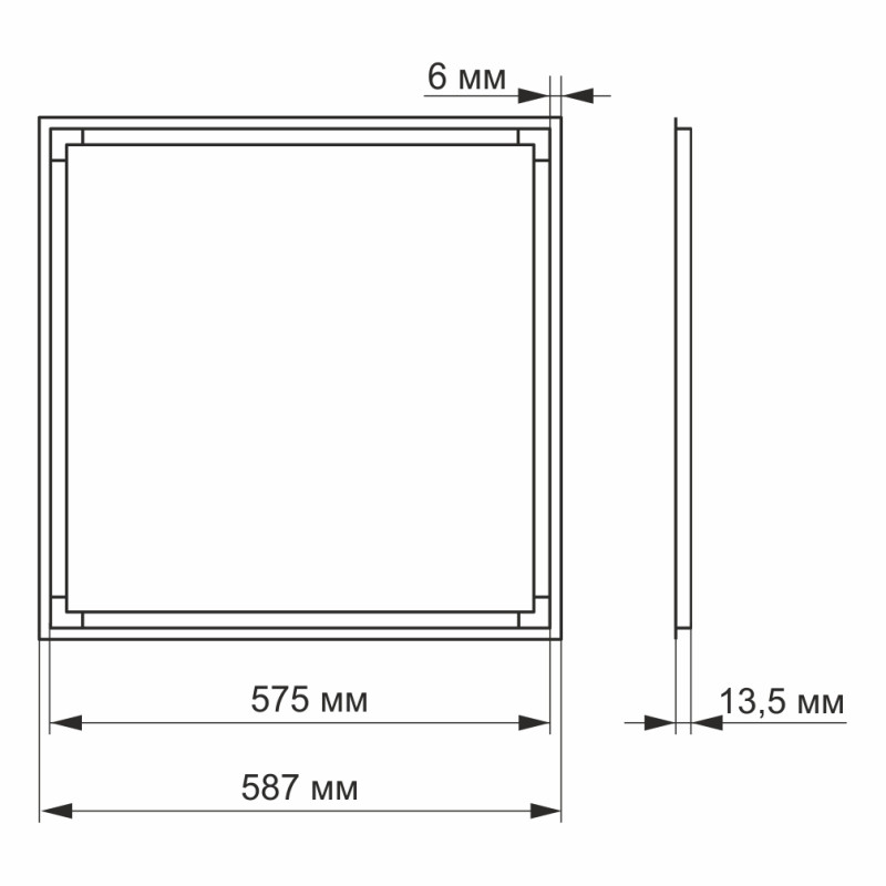 LED панель Videx, 40 Вт, 4100K, 4000 Лм, 220V, 120°, 587x587x13.5 мм (VL-PA404W)