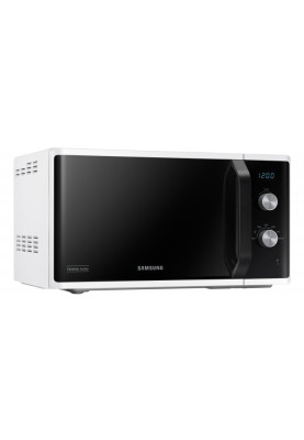 Мікрохвильова піч Samsung MS23K3614AW/UA, White/Black, 800W, 23л, 6 рівнів потужності, управління механічне, дисплей, відкриття дверцят ручкою, таймер, годинник