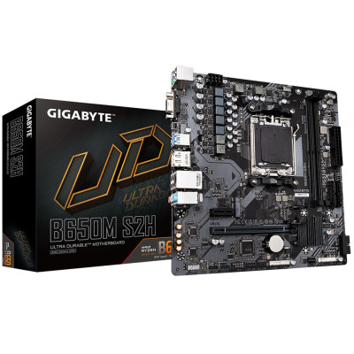 Материнська плата AM5 Gigabyte B650M S2H, B650, 2xDDR5, Int.Video (CPU), 4xSATA3, 1xM.2, 1xPCI-E 4.0x16, 1xPCI-E 3.0x1, Realtek 7.1, Realtek 4xUSB3.2/8xUSB2.0, VGA/HDMI/DP, MicroATX