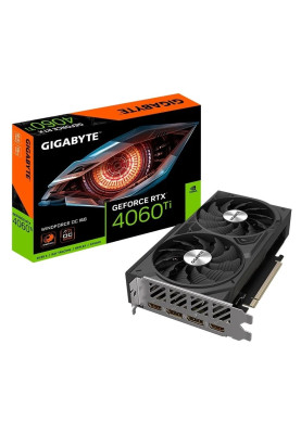 Відеокарта GeForce RTX 4060 Ti, Gigabyte, WINDFORCE OC, 16Gb GDDR6, 128-bit, 2xHDMI/2xDP, 2565/18000 MHz, 8-pin (GV-N406TWF2OC-16GD)