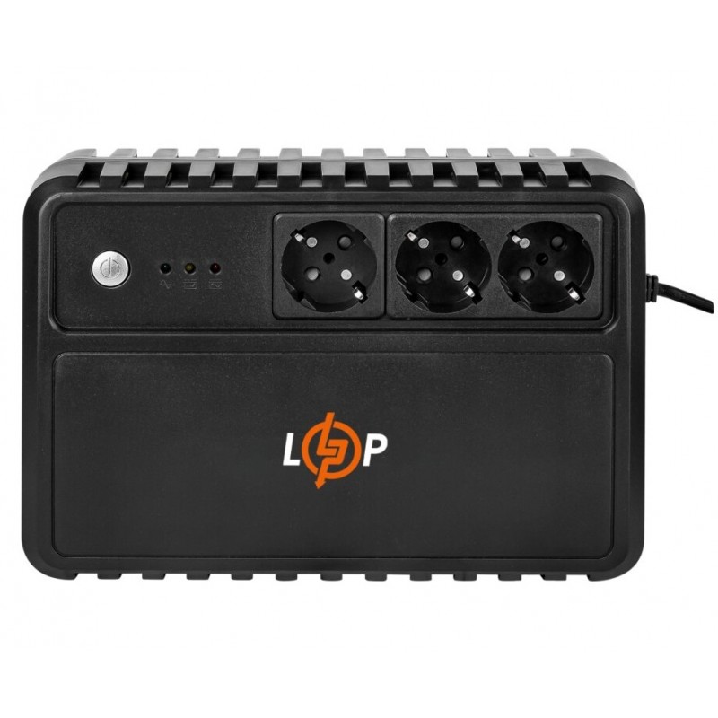 Джерело безперебійного живлення LogicPower LP-400VA-3PS 240 Вт, 3 розетки, AVR, 12В/4.5Аг x 1 шт, чорний пластиковий корпус