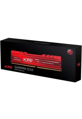 Пам'ять 8Gb DDR4, 3200 MHz, ADATA XPG GAMMIX D10, Red, 16-20-20 1.35V, з радіатором (AX4U32008G16A-SR10)