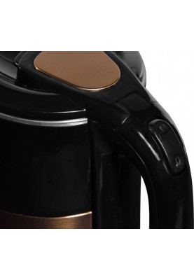 Електрочайник Liberton LEK-6827, Black/Gold, 1500W, 1.8л, дисковий, подвійна стінка (нержавіюча сталь+пластик), автовідключення, індикатор включення, відкривання кришки ручне, шкала рівня води внутрішня