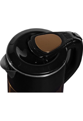 Електрочайник Liberton LEK-6827, Black/Gold, 1500W, 1.8л, дисковий, подвійна стінка (нержавіюча сталь+пластик), автовідключення, індикатор включення, відкривання кришки ручне, шкала рівня води внутрішня
