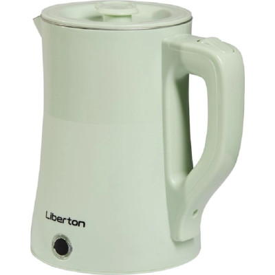 Електрочайник Liberton LEK-6828, Light Green, 1500W, 1.8л, дисковий, подвійна стінка (нержавіюча сталь+пластик), автовідключення, індикатор включення, відкривання кришки ручне, шкала рівня води внутрішня