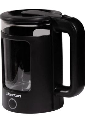 Електрочайник Liberton LEK-6831, Black, 1500W, 1.7л, дисковий, подвійна стінка (нержавіюча сталь+скло), LED-підсвічування, автовідключення, індикатор включення, відкривання кришки ручне, шкала рівня води внутрішня