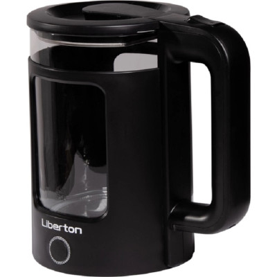Електрочайник Liberton LEK-6831, Black, 1500W, 1.7л, дисковий, подвійна стінка (нержавіюча сталь+скло), LED-підсвічування, автовідключення, індикатор включення, відкривання кришки ручне, шкала рівня води внутрішня