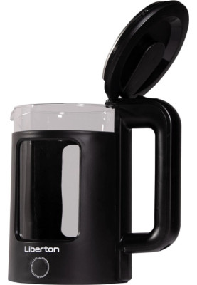 Електрочайник Liberton LEK-6831, Black, 1500W, 1.7л, дисковий, подвійна стінка (нержавіюча сталь+скло), LED-підсвічування, автовідключення, індикатор включення, відкривання кришки ручне, шкала рівня води внутрішня