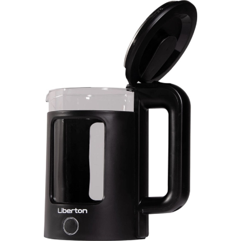 Електрочайник Liberton LEK-6831, Black, 1500W, 1.7л, дисковий, подвійна стінка (нержавіюча сталь+скло), LED-підсвічування, автовідключення, індикатор включення, відкривання кришки ручне, шкала рівня води внутрішня