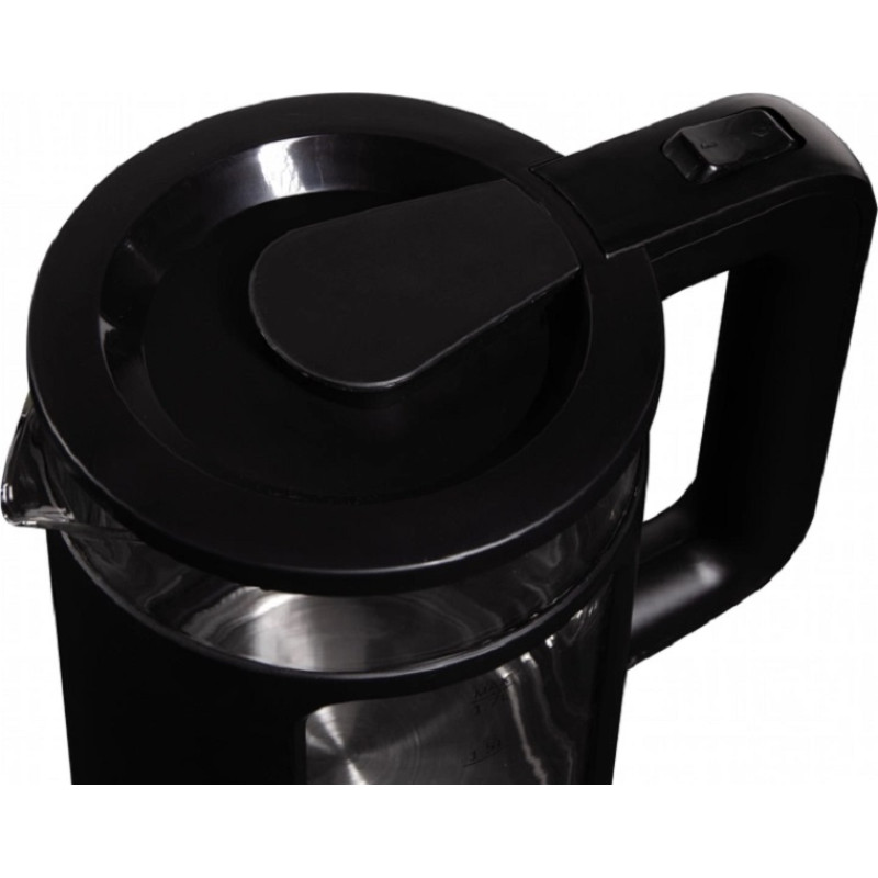 Електрочайник Liberton LEK-6831, Black, 1500W, 1.7л, дисковий, подвійна стінка (нержавіюча сталь+скло), LED-підсвічування, автовідключення, індикатор включення, відкривання кришки ручне, шкала рівня води внутрішня