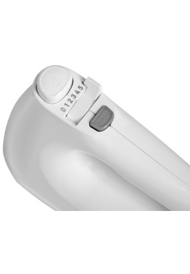 Міксер Liberton LHM-2801, White, 350W, ручний, 6 швидкостей, турбо режим, вінчики, гаки для замісу тіста, корпус з ABS пластику