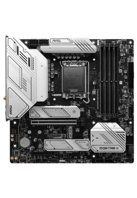 Материнська плата LGA1700, MSI MAG B760M MORTAR WIFI II, B760, 4xDDR5, Int.Video(CPU), 4xSATA3, 3xM.2, 1xPCI-E 5.9 x16, 1xPCI-E 3.0 x1, ALC897, Realtek 2.5Gbps, WiFi 6E, Bluetooth 5.3, 7xUSB3.2/8xUSB2.0, HDMI/DP, MicroATX