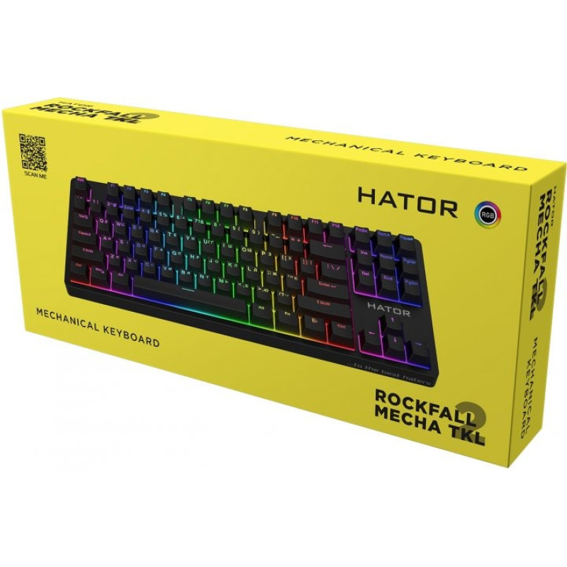 Клавіатура Hator Rockfall 2 Mecha TKL Orange USB Black (HTK-520)