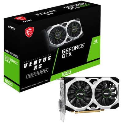 Відеокарта GeForce GTX 1650, MSI, VENTUS XS OC V3, 4Gb GDDR6, 128-bit, DVI-D/HDMI/DP, 1620/12000 MHz, 6-pin (GTX 1650 D6 VENTUS XS OCV3)