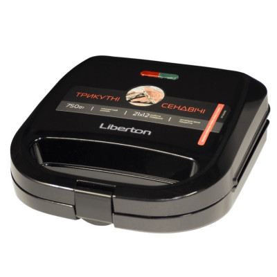 Бутербродниця Liberton LSM-5101, Black, 750W, пластини трикутні сендвічі, антипригарне покриття, індикатор готовності