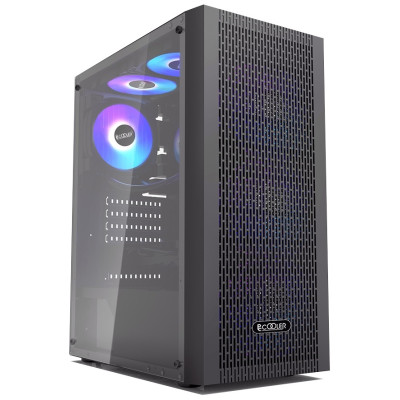 Корпус PcCooler MA100 MESH, Black, Mid Tower, без БЖ, для ATX / Micro ATX / Mini ITX, 1xUSB 3.0 / 2xUSB 2.0, макс. CPU - 160 мм / GPU - 310 мм, 3x120 мм ARGB, бічна панель із загартованого скла