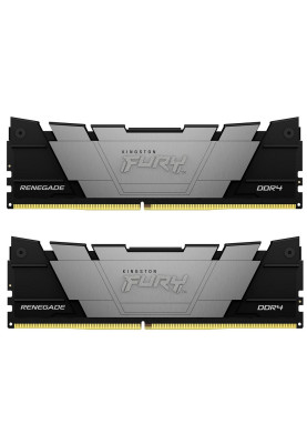 Пам'ять 8Gb x 2 (16Gb Kit) DDR4, 3200 MHz, Kingston Fury Renegade, Black, 16-18-18, 1.35V, з радіатором (KF432C16RB2K2/16)