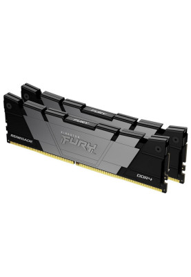 Пам'ять 8Gb x 2 (16Gb Kit) DDR4, 3200 MHz, Kingston Fury Renegade, Black, 16-18-18, 1.35V, з радіатором (KF432C16RB2K2/16)
