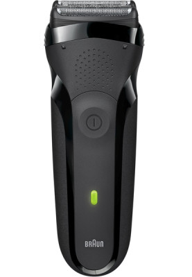 Електробритва Braun 300 Series 3 Black, сухе гоління, 3 бритвених голівки, чистка під струменем води, швидка зарядка, живлення акумулятор/мережа