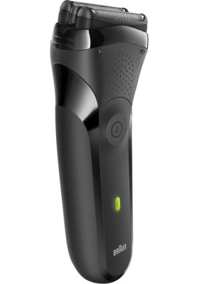 Електробритва Braun 300 Series 3 Black, сухе гоління, 3 бритвених голівки, чистка під струменем води, швидка зарядка, живлення акумулятор/мережа