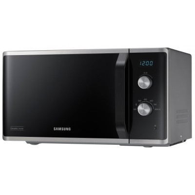 Мікрохвильова піч Samsung MS23K3614AS/UA, Black/Silver, 800W, 23л, звичайна, 6 рівнів потужності, керування механічне, дисплей, годинник,