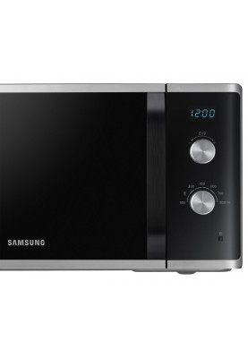 Мікрохвильова піч Samsung MS23K3614AS/UA, Black/Silver, 800W, 23л, звичайна, 6 рівнів потужності, керування механічне, дисплей, годинник,