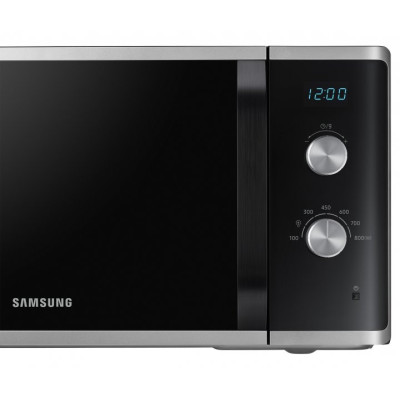 Мікрохвильова піч Samsung MS23K3614AS/UA, Black/Silver, 800W, 23л, звичайна, 6 рівнів потужності, керування механічне, дисплей, годинник,