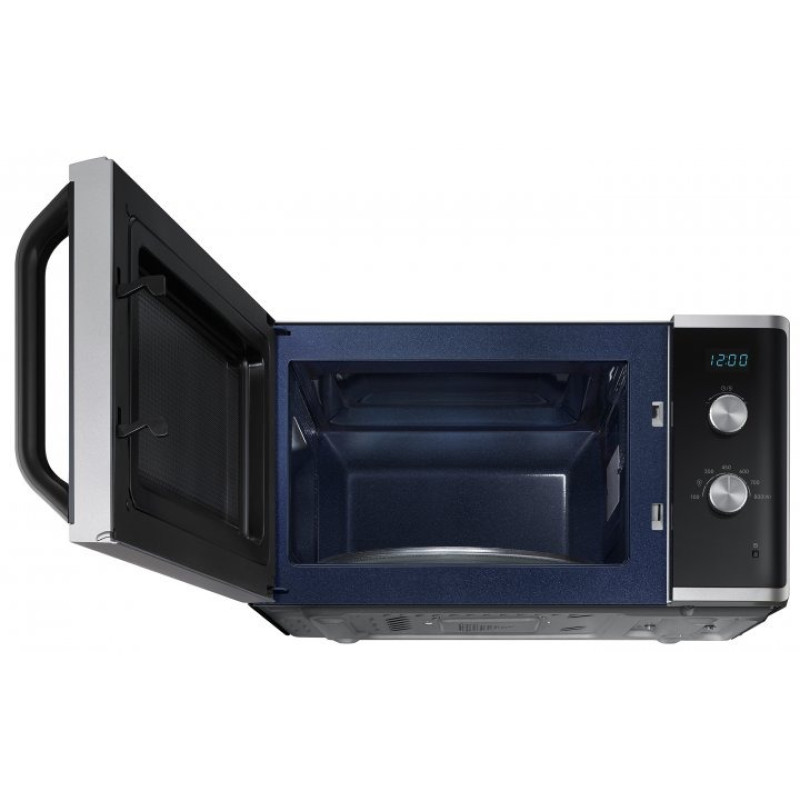 Мікрохвильова піч Samsung MS23K3614AS/UA, Black/Silver, 800W, 23л, звичайна, 6 рівнів потужності, керування механічне, дисплей, годинник,