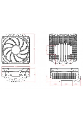 Кулер для процесора ID-Cooling IS-40X V3 Intel: 1700/1200/1151/1150/1155/1156, AMD: AM4, AM5, 94x101x45 мм, 4-pin 800±200-2800 об/хв ±10%(PWM), TDP 95W, low profile
