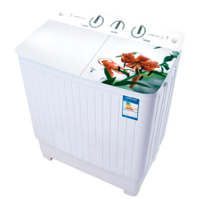 Пральна машина напівавтоматична Liberton LWM-7002 PUMP, White/Decor, з 2 барабанами, завантаження 7кг, 3 режими, 1350 об/хв, таймер, А, 85х42х73см