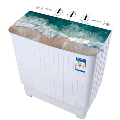 Пральна машина напівавтоматична Liberton LWM-7003 PUMP, White/Decor, з 2 барабанами, завантаження 7кг, 3 режими, 1350 об/хв, таймер, А, 85х42х73см
