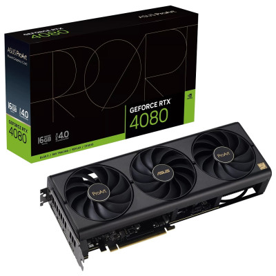 Відеокарта GeForce RTX 4080, Asus, ProArt, 16Gb GDDR6X, 256-bit, HDMI/3xDP, 2535/22400 MHz, 16-pin (PROART-RTX4080-16G) Bulk